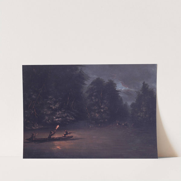 Deer Hunting By Torchlight In Bark Canoes by George Catlin