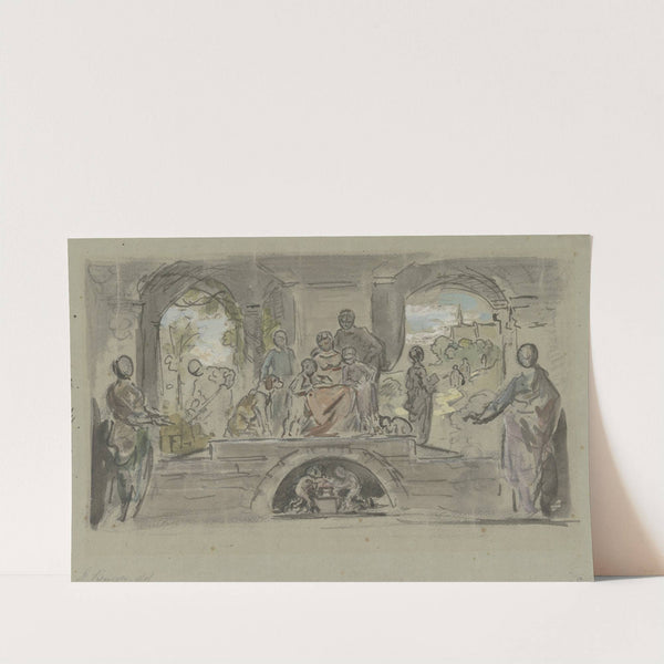 Dekorativer Entwurf, Treppenaufbau by Anton Burger