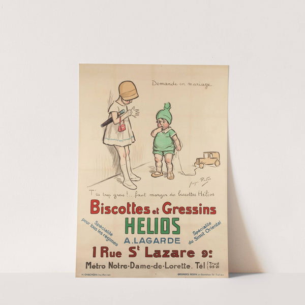 Demande en mariage T’es trop gras.faut manger des biscottes Hélios Biscottes et Gressins HELIOS A. LAGARDE (1929) by Georges Redon