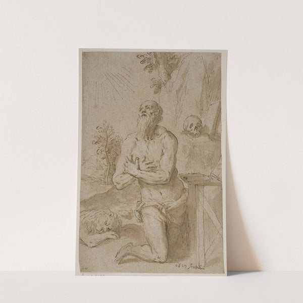 Den hellige Hieronymus i ørkenen by Jacopo Palma il Giovane