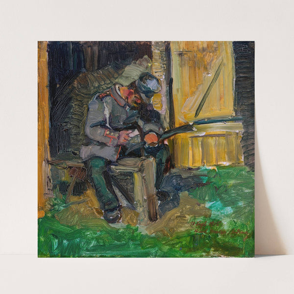 Dengelnder Landsturmmann (1915) by Hiasl Maier-Erding