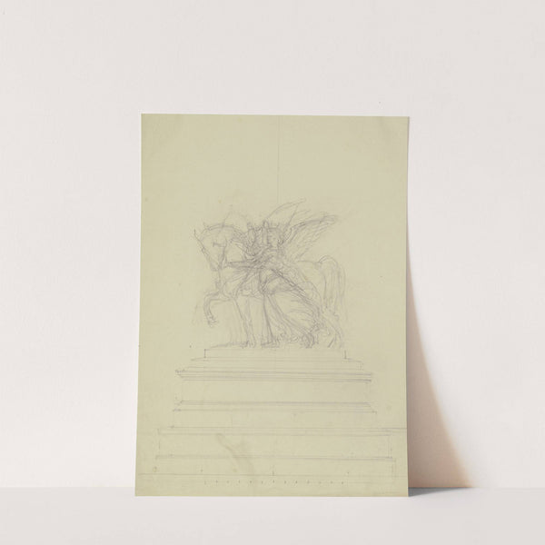 Denkmalsentwurf; Geflügelte weibliche Gestalt neben einem Pferd by Bertel Thorvaldsen