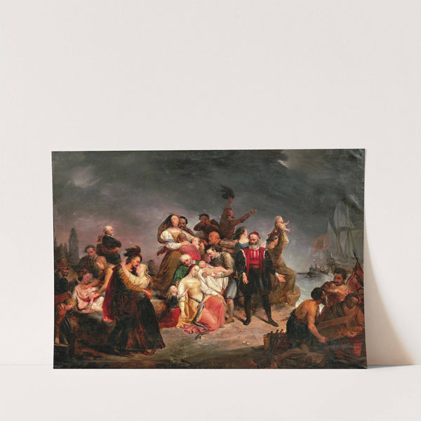 Der Abschied nach Amerika oder die Einschiffung auf der Mayflower by Gustaf Wappers