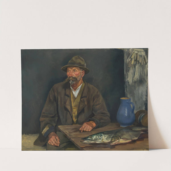 Der alte Moser mit Hecht (1929) by Hiasl Maier-Erding