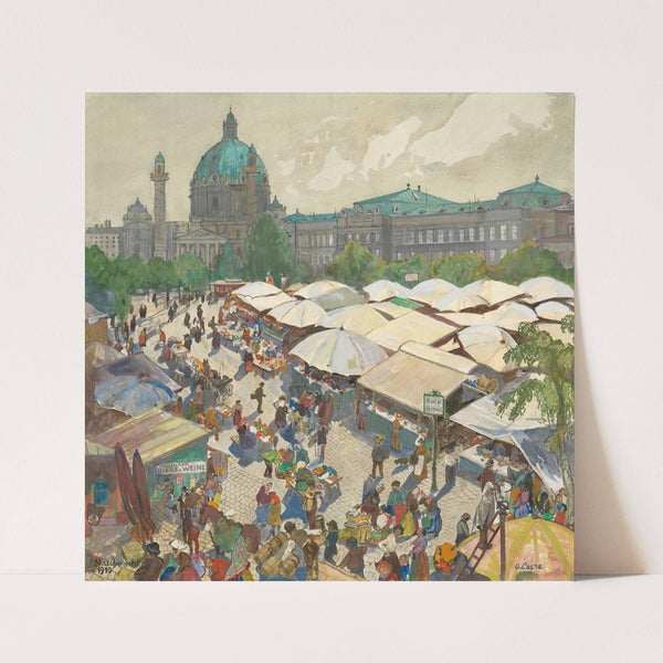 Der alte Naschmarkt mit der Karlskirche um 1910 (1922) by Oskar Laske