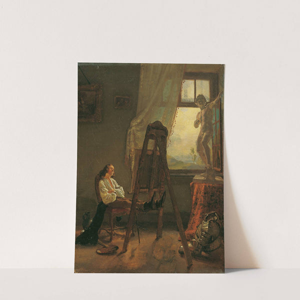 Der eingeschlafene Maler im Atelier by Josef Danhauser