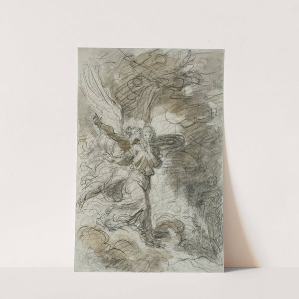 Der Erzengel Michael und das Schweigen vor der Höhle des Schlafes (nach Ariost) by Jean-Honoré Fragonard