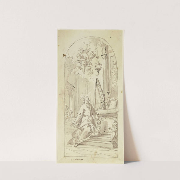 Der Heilige Costanzo di Ancona vor dem Altar kniend by Gaspare Diziani