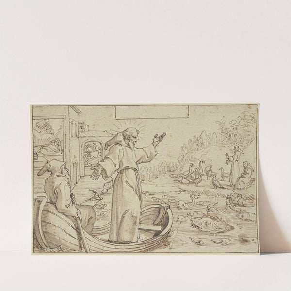 Der Heilige Franziskus predigt den Tieren, unterdessen träumt Papst Innozenz III. von der Rettung der Kirche durch den Heiligen by Pieter de Jode I