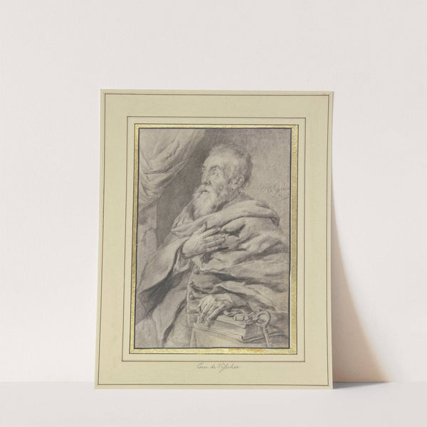 Der Heilige Petrus, die linke Hand auf einem Buche und den Schlüssel haltend, die rechte auf der Brust by Cornelis Visscher