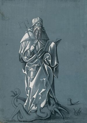 Der hl. Antonius, auf dem Teufel stehend