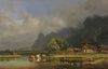 Der Kochelsee mit den Häusern von Schlehdorf