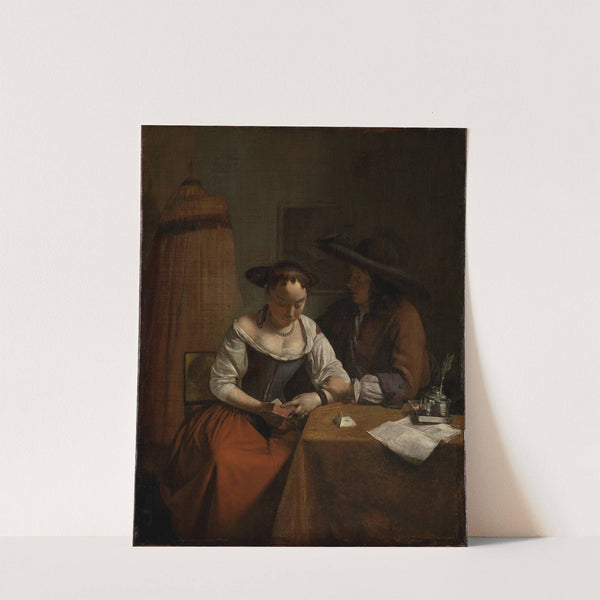 Der Liebesantrag an die Lesende (ca 1680) by Jacob Ochtervelt