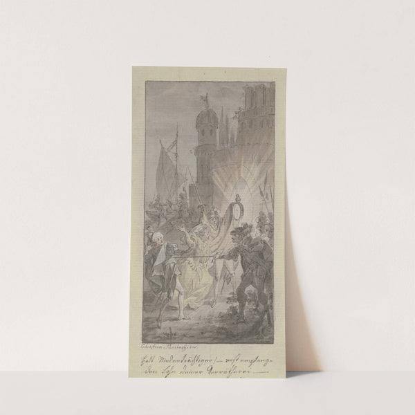 Der Marquis Ferdinand Mazzini ersticht Graf Hippolitus de Vereza, den Geliebten seiner Tochter Julie, im Hintergrund Julie und ihr Bruder Ferdinand by Christian Sambach