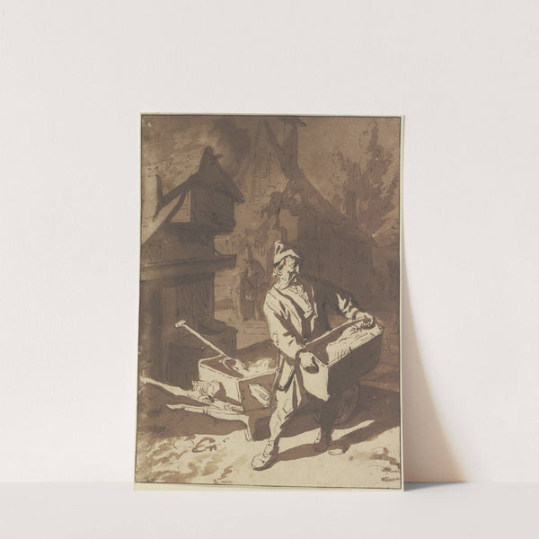 Der Ochsenhändler mit Schubkarren und Mulde by Cornelis Dusart