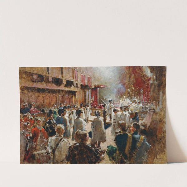 Der Ritterschlag Des Grafen Boos-Waldeck Durch Den Großmeister Des Deutschen Ritterordens Erzherzog Eugen In Der Hofkirche In Innsbruck by Theodor Josef Ethofer