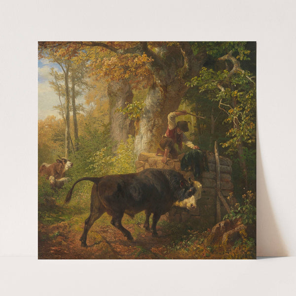 Der wildgewordene Stier (Ca. 1850-1870) by Friedrich Voltz