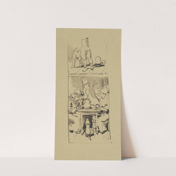 Derweil sitzt unten beim Kaffee ; Herr Meck und deutet in die Höh’ (1871) by Wilhelm Busch