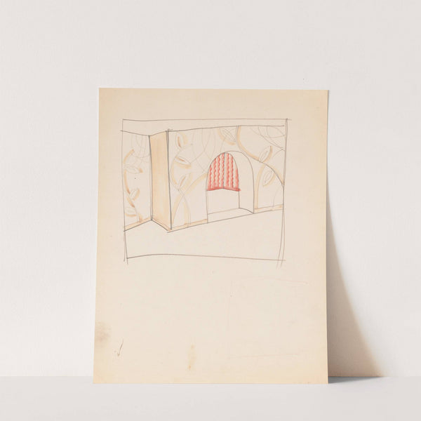 Design drawings for miscellaneous interiors, some possibly related to the Hotel St. George, New York, NY. Sketch for miscellaneous interior by Winold Reiss