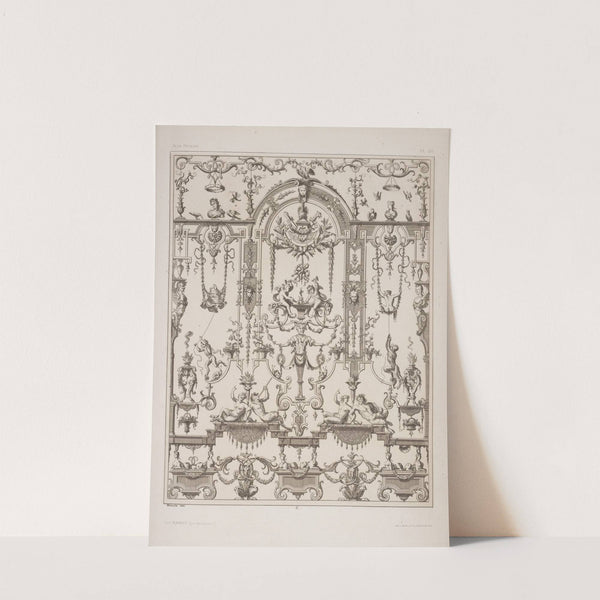 Design featuring central arch and figures of cherubs forging a heart by André-Charles Boulle