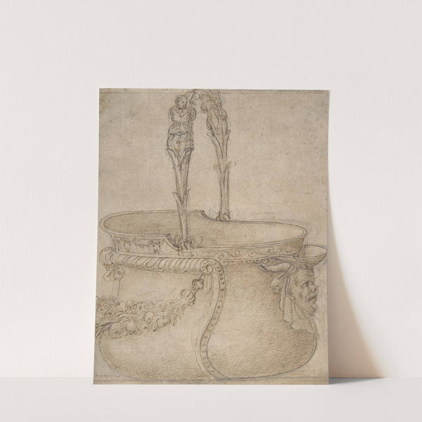 Design for a Bucket-Like Vessel with a Handle of Two Interlaced Captives, on a Body Adorned with a Scroll, Garland, and a Spout with a Satyr's Head by Girolamo Genga