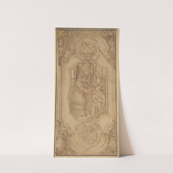 Design for a Cartouche with a Religious Subject in the Central Compartment by Taddeo Zuccaro