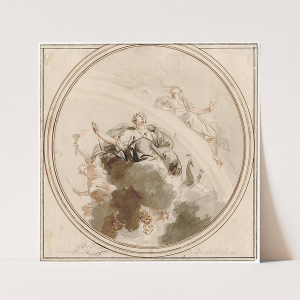 Design for a ceiling decoration, figuring Juno by Jacob de Wit