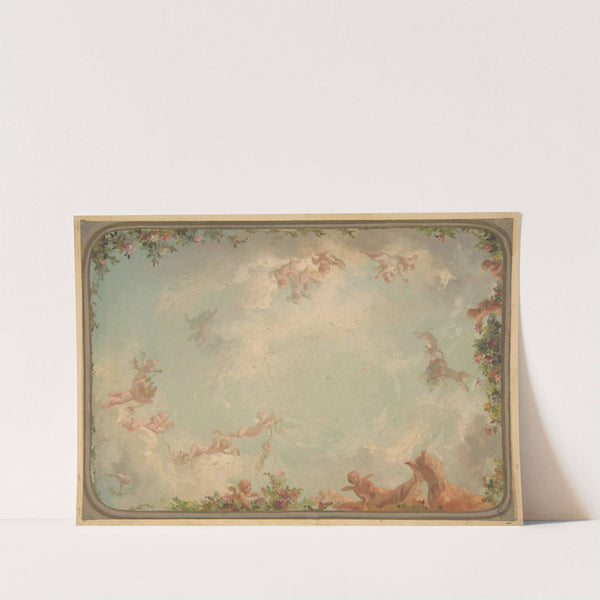 Design for a ceiling painted with putti in clouds with roses by Jules-Edmond-Charles Lachaise