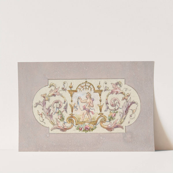 Design for a ceiling with a putto set in a border by Jules-Edmond-Charles Lachaise