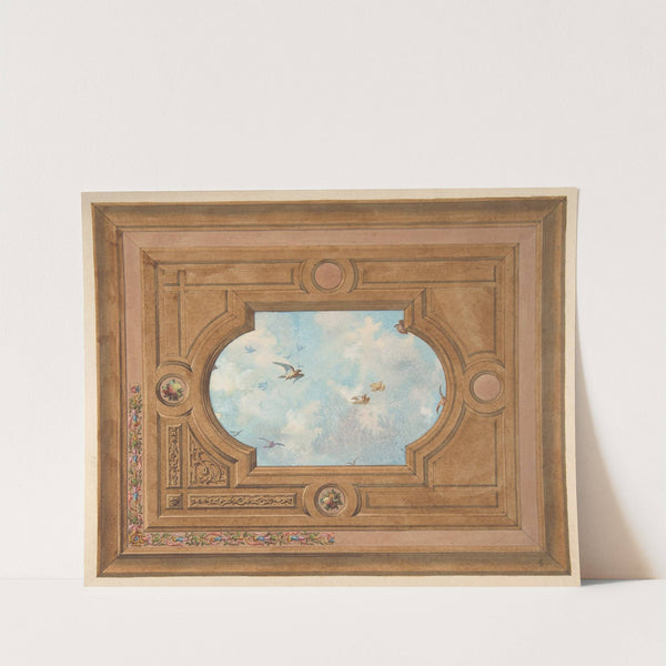 Design for a ceiling with a trompe l'oeil sky filled with birds by Jules-Edmond-Charles Lachaise