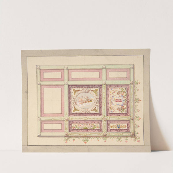 Design for a ceiling with allegorical panels by Jules-Edmond-Charles Lachaise