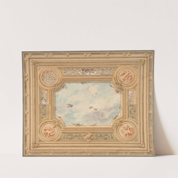 Design for a ceiling with four medallions and sky motif in center by Jules-Edmond-Charles Lachaise