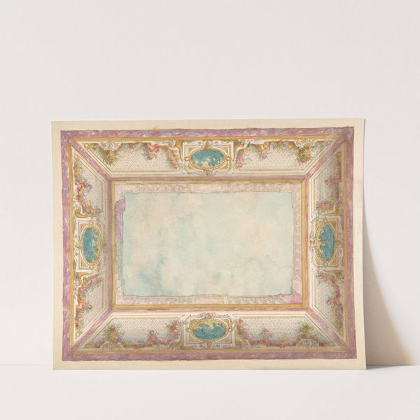 Design for a ceiling with trompe l'oeil balustrade and putti by Jules-Edmond-Charles Lachaise