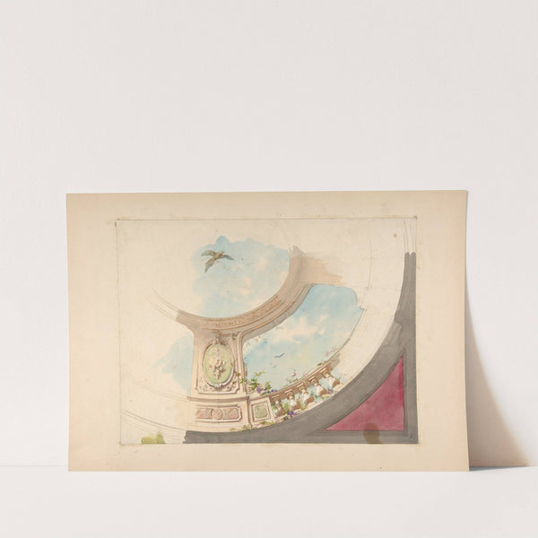 Design for a ceiling with trompe l'oeil balustrade and sky by Jules-Edmond-Charles Lachaise
