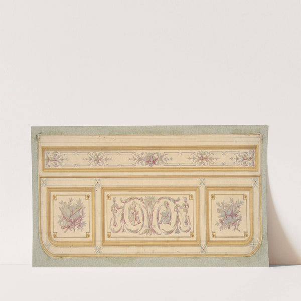 Design for a ceiling with two putti and symbols for the arts (19th Century) by Jules-Edmond-Charles Lachaise