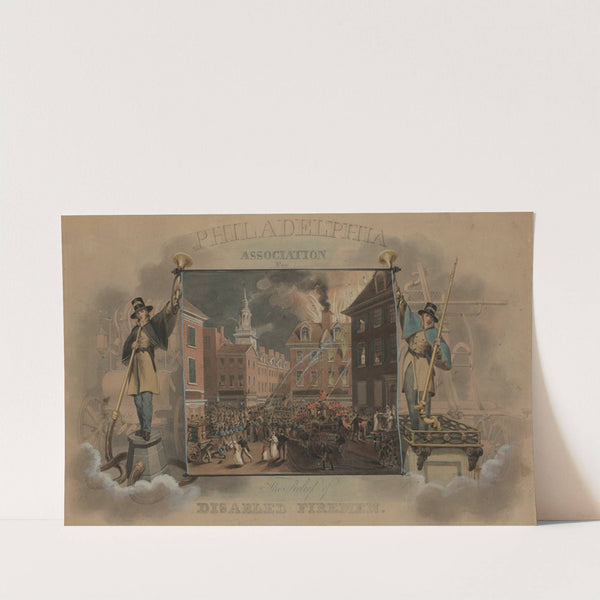 Design for a certificate for the Philadelphia Association for the Relief of Disabled Firemen, by John Rubens Smith