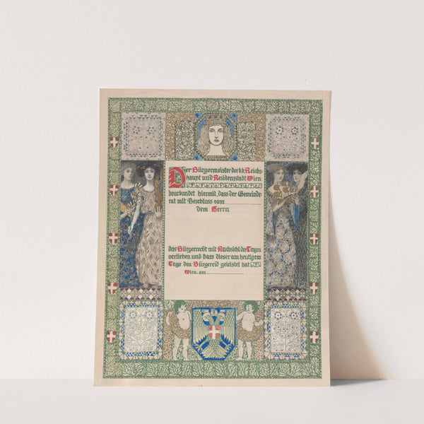 Design for a certificate of citizenship, awarded by the city of Vienna 2 by Erwin Puchinger