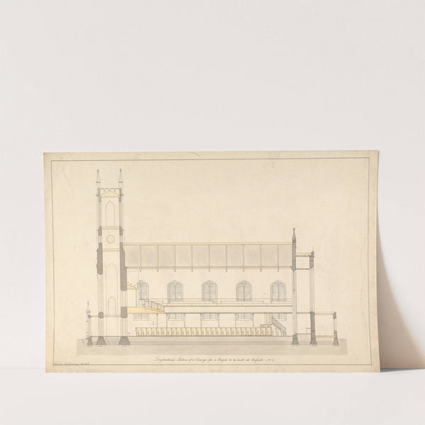 Design for a Chapel at Enfield; Longitudinal Section by Lewis Vulliamy