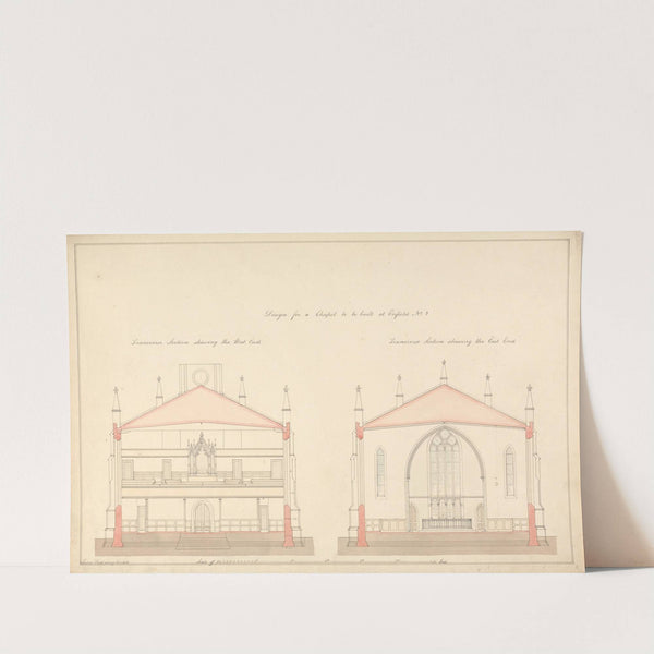 Design for a Chapel at Enfield; Transverse Sections, East and West End by Lewis Vulliamy