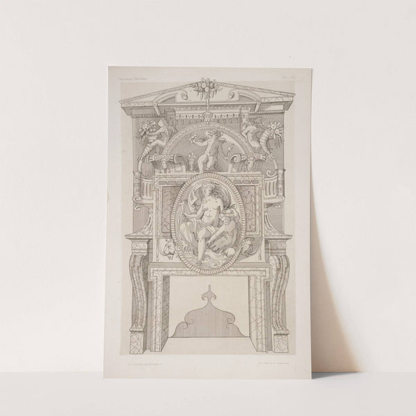 Design for a chimney piece with roundel of nude goddess and child on mantel by André-Charles Boulle