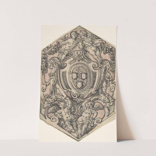 Design for a Coat of Arms with Putti holding Garlands by Tobias Stimmer