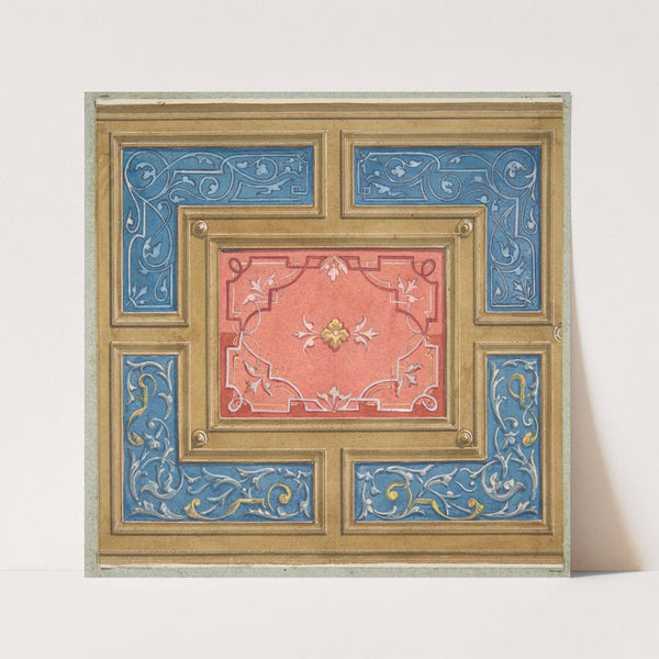 Design for a coffered ceiling with painted panels (1840–97) by Jules-Edmond-Charles Lachaise