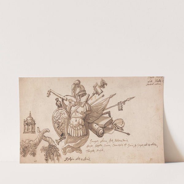 Design for a decoration incorporating motifs allusive to the Arts, Arms, and Religion by Sir James Thornhill