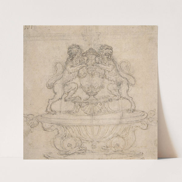 Design for a Fountain with Two Water-Spouting Lions (1652–1725) by Giovanni Battista Foggini