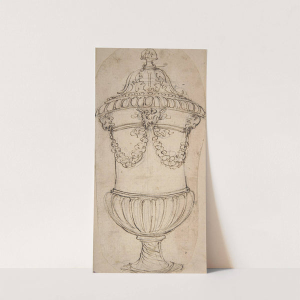 Design for a Lidded Gadrooned Vase with Satyr Heads Holding Garlands by Giovanni Battista Foggini