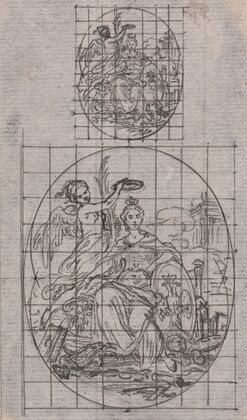 Design for a Medal; Seated Women Being Crowned by a Winged Genius