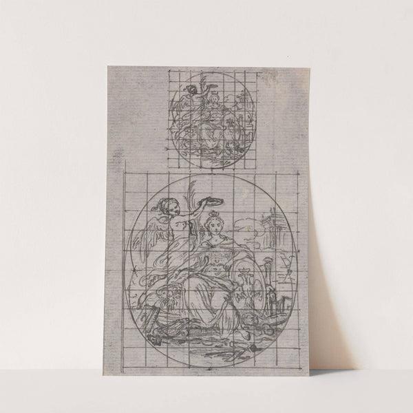 Design for a Medal; Seated Women Being Crowned by a Winged Genius by Hubert-François Gravelot