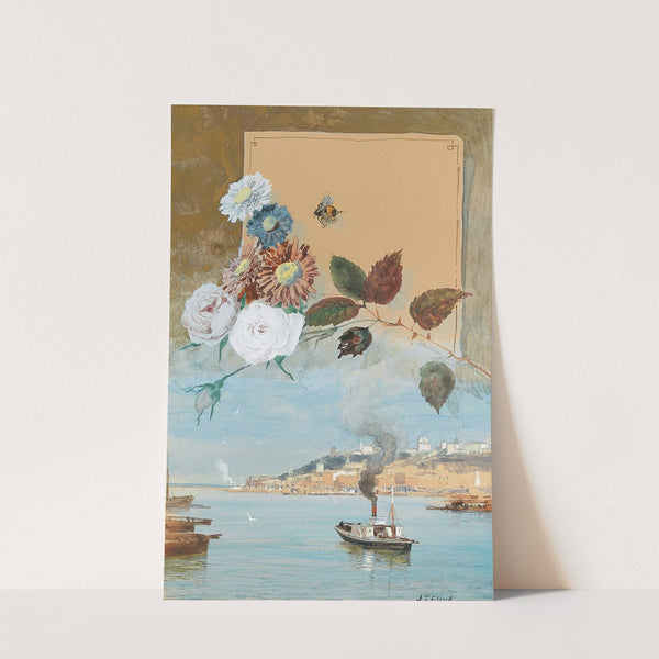 Design for a menu card with a view of Nizhny Novgorod on the River Volga by Albert Nikolaevich Benois