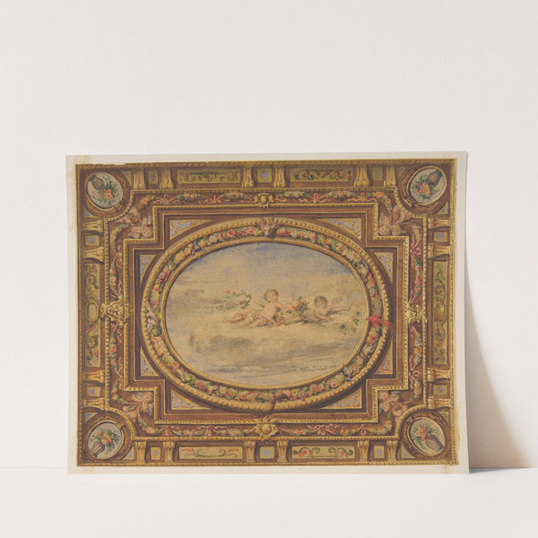 Design for a painted ceiling with putti on clouds in a central oval by Jules-Edmond-Charles Lachaise