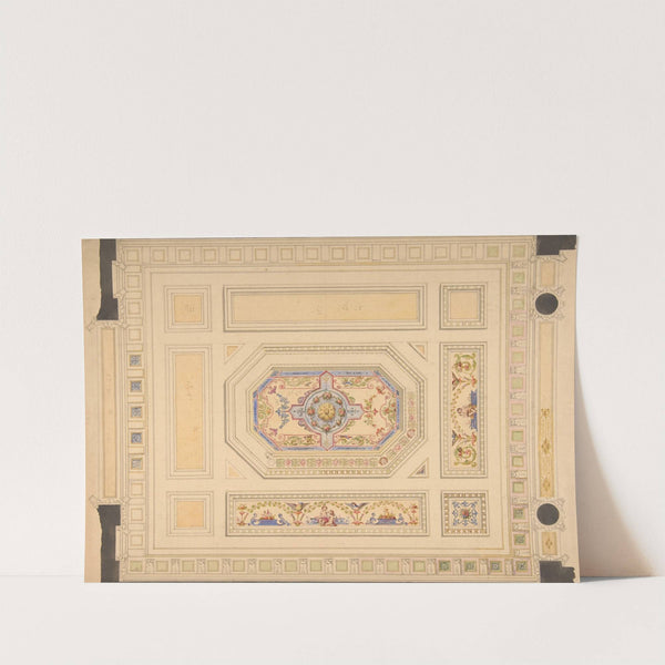 Design for a paneled ceiling painted with putti, birds, and floral motifs by Jules-Edmond-Charles Lachaise